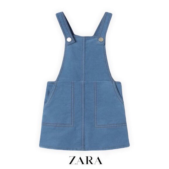 ZARA Kids | Blue | FINE WALED CORDUROY OVERALL DRESS - Picture 2 of 8